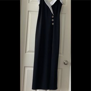 BETSY & ADAM formal black white dress long slit 13-14 large wedding prom new